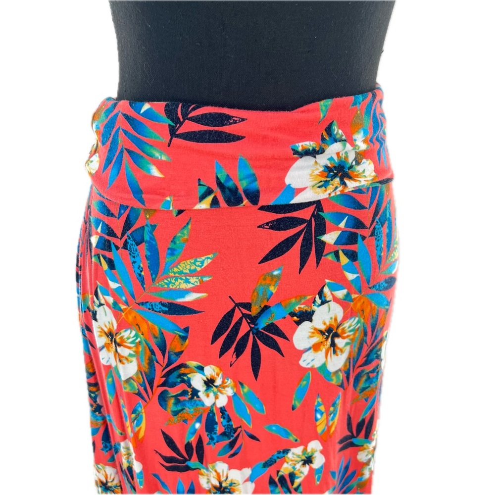 LOVEAPPELLA Deanne Knit Maxi Skirt Coral Tropical Floral Print Size XL - Picture 13 of 16